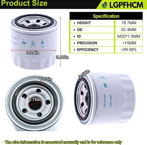 70000-43081 2Pcs Fuel Filter for Kubota Tractor L175 L185 L2050 L225 L235 L2350 L245 L245HC L2500 L295 L305 L345 G4200 G4200H G5200H G6200H Engine D905 D1105 D1302 D722 V2403 V1902# 15221-43080 in Saudi Arabia