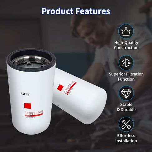 فلتر الوقود FF5825NN متوافق مع محركات C ummins ISX11.9، ISX15.0، QSX11.9، X15، بطانة الشحن بيتر بيلت كين وورث يستبدل شاحنات FF5825NN، 5599456، 5365988، DBF6776، BF46129، WF10515، 3 عبوات in Kuwait
