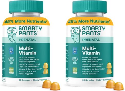 SmartyPants Prenatal Vitamins for Women, Multivitamin Gummies: Pre and Postnatal Vitamins, Biotin, Methylfolate, Vitamin D3, C, Vitamin B12, B6, Vitamin A, K & Zinc, 60 Count (30 Day Supply) in Kuwait