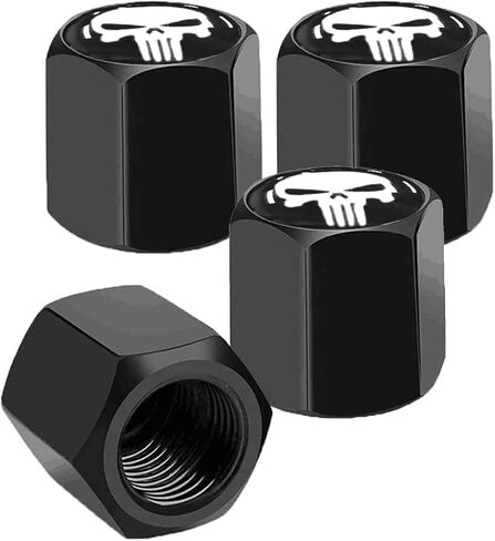 4 PCS Skull Car Tire Caps, Waterproof Tire Valve Stem Caps, Metal Wheel Valve Stem Covers, Universal Wheel Air Valve Covers for Cars, SUVs, Bikes, Trucks and Motorcycles (White #1) in Kuwait