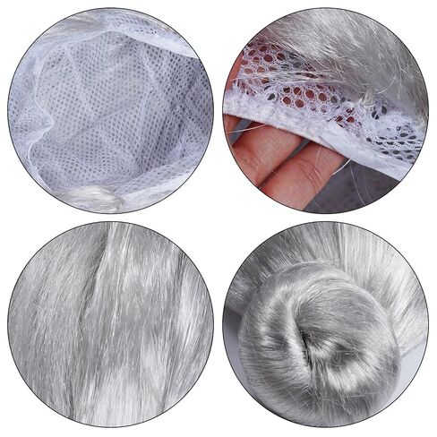 5 Pieces Old Lady Costume Set Granny Costume Wig Set with Wig Glasses Chain Glasses Pearl Necklace for Halloween Cosplay Party in Kuwait