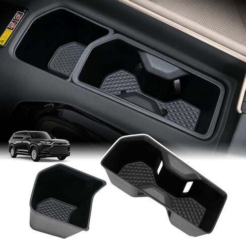 2-Pack Cup Holder Inserts for 2024 2025 2026 Toyota Grand Highlander Accessories, Spill-Proof, Rattle-Free, Scratch-Resistant TPE Center Console Liners Protector in Kuwait