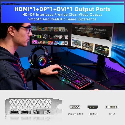 GTX 1050 Ti 4G Graphics Card, 128 Bit GDDR5 PCI Express 3.0 Graphics Card, DVI VGA HDMI Graphics Card with Twin Freeze Fans Gaming GPU (1050 TI) in Kuwait