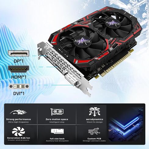 GTX 1050 Ti 4G Graphics Card, 128 Bit GDDR5 PCI Express 3.0 Graphics Card, DVI VGA HDMI Graphics Card with Twin Freeze Fans Gaming GPU (1050 TI) in Kuwait