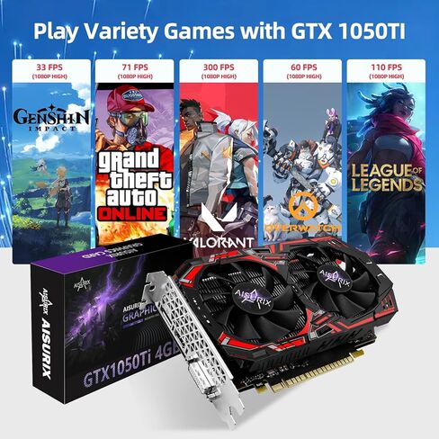 GTX 1050 Ti 4G Graphics Card, 128 Bit GDDR5 PCI Express 3.0 Graphics Card, DVI VGA HDMI Graphics Card with Twin Freeze Fans Gaming GPU (1050 TI) in Kuwait