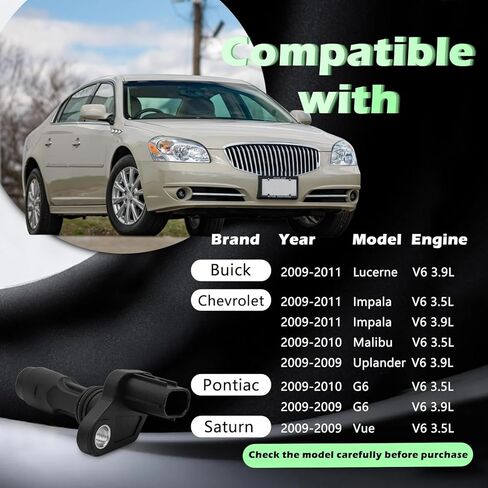 Engine Cam Camshaft Position Sensor V6 3.5L Compatible with Chevrolet for Pontiac fit for Saturn Replacement for Buick Impala Uplander G6 Malibu Vue Lucerne 09 10 11 Replaces 12596663 CSS1843 PC842 in Saudi Arabia