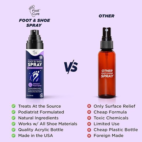 بخاخ مزيل لرائحة الأحذية من فوت كيور - شجرة الشاي | مزيل الروائح الكريهة للأحذية اللافندر للأقدام ذات الرائحة الكريهة، مزيل رائحة القدم للرياضيين والتحكم في العرق | يزيل الروائح ويتحكم فيها ويمنعها - 120 مل صنع في الولايات المتحدة الأمريكية in Kuwait