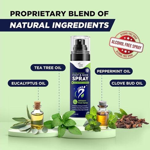 رذاذ رائحة القدم من شجرة الشاي - مزيل الروائح الكريهة للأحذية ذات الرائحة الكريهة من النعناع للأقدام ذات الرائحة الكريهة، مزيل رائحة القدم للرياضيين لا مزيد من الأحذية ذات الرائحة الكريهة أو الأقدام النتنة | يزيل الروائح ويتحكم فيها ويمنعها - 120 مل صنع ف in Kuwait