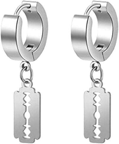 الفولاذ المقاوم للصدأ شفرة حلاقة الشكل قطرة أقراط Huggie هوب in Kuwait
