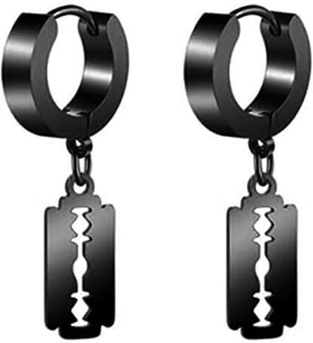 الفولاذ المقاوم للصدأ شفرة حلاقة الشكل قطرة أقراط Huggie هوب in Kuwait