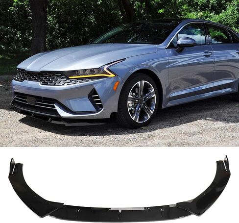 شفة ممتص الصدمات الأمامي باللون الأسود اللامع تناسب سيارة KIA K5 2020-2025، طقم سبويلر مقسم شفة المصد الأمامي باللون الأسود، 3 قطع in Kuwait