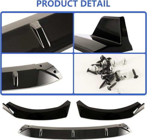 شفة ممتص الصدمات الأمامي باللون الأسود اللامع تناسب سيارة KIA K5 2020-2025، طقم سبويلر مقسم شفة المصد الأمامي باللون الأسود، 3 قطع in Kuwait