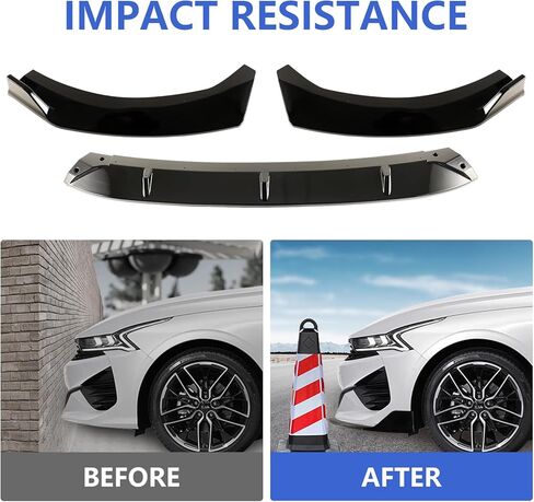 شفة ممتص الصدمات الأمامي باللون الأسود اللامع تناسب سيارة KIA K5 2020-2025، طقم سبويلر مقسم شفة المصد الأمامي باللون الأسود، 3 قطع in Kuwait