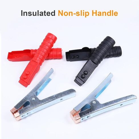 قطعتان من مشابك كابلات البطارية، مشابك بطارية السيارة 1500 أمبير من النحاس النقي لكابلات القفز شديدة التحمل، مشابك بديلة لقوارب الشاحنات والسيارات، أطراف وصلة توصيل البطارية باللون الأحمر + الأسود in Kuwait