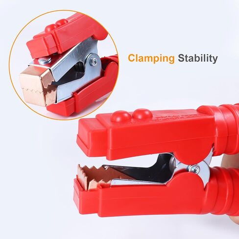 قطعتان من مشابك كابلات البطارية، مشابك بطارية السيارة 1500 أمبير من النحاس النقي لكابلات القفز شديدة التحمل، مشابك بديلة لقوارب الشاحنات والسيارات، أطراف وصلة توصيل البطارية باللون الأحمر + الأسود in Kuwait