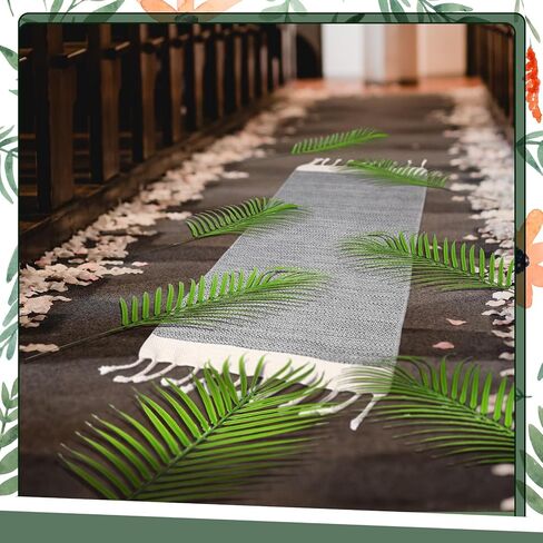 52 Pcs Easter Palm Sunday Artificial Palm Leaves Stems Include 50 Pcs Tropical Faux Leaves 1 Pack Grey Cotton Rugs 1 Pack Red Ribbon Sunday Home Arrangement Theme Luau Jungle Wedding Party in Saudi Arabia