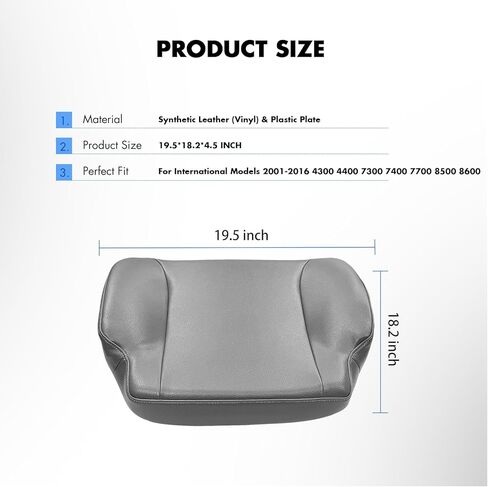 Seat Cushion-Light Grey Vinyl Compatible with 2001-2016 International 4300 4400 7300 7400 7700 8500 8600 Replace 2505891C92 in Saudi Arabia