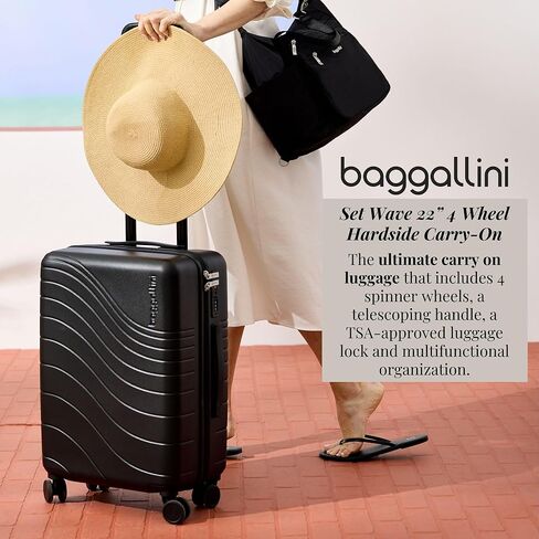 Baggallini Set Wave 22" 4 Wheel Hardside Carry-On Luggage - Lightweight Carry On Suitcase with Wheels in Saudi Arabia