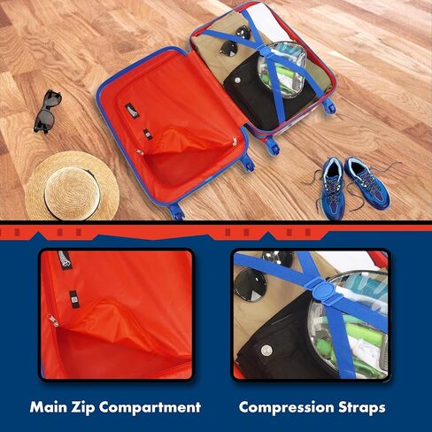 FUL DC Comics Superman 20.5 Inch Carry On Luggage, Hardshell Rolling Suitcase with Spinner Wheels, Blue in Saudi Arabia
