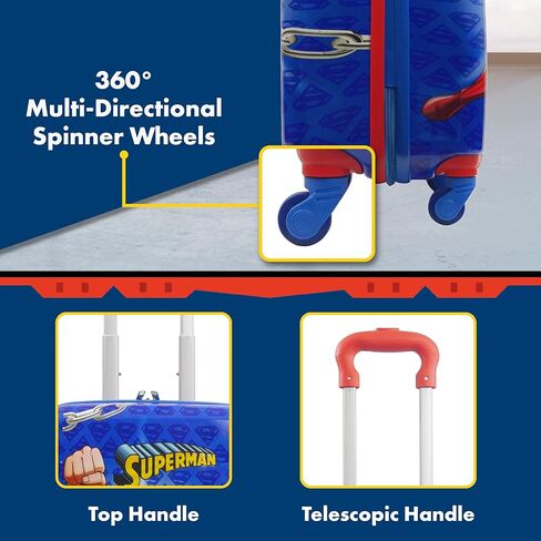 FUL DC Comics Superman 20.5 Inch Carry On Luggage, Hardshell Rolling Suitcase with Spinner Wheels, Blue in Saudi Arabia