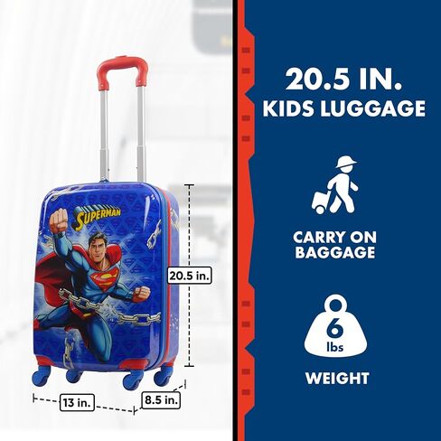 FUL DC Comics Superman 20.5 Inch Carry On Luggage, Hardshell Rolling Suitcase with Spinner Wheels, Blue in Saudi Arabia