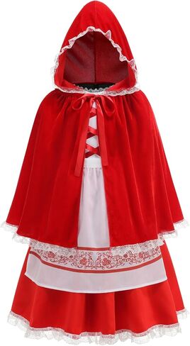 Kids Little Red Riding Hood Costume Storybook Character 3PCS Halloween Cosplay in Saudi Arabia