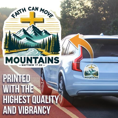 Faith Can Move Mountains Magnet - Inspirational Quote Magnet - Car Magnet Religious Home Decor - Christian Gift - Matthew 17:20 Fridge Magnet - AAMT1686 in Saudi Arabia