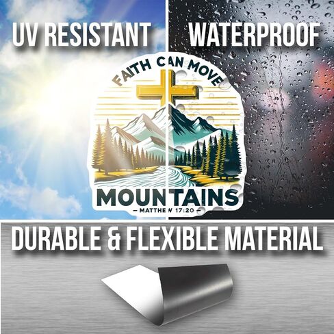 Faith Can Move Mountains Magnet - Inspirational Quote Magnet - Car Magnet Religious Home Decor - Christian Gift - Matthew 17:20 Fridge Magnet - AAMT1686 in Saudi Arabia
