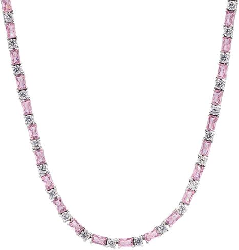 GLD Baguette Tennis Necklace - Baguette Chain for Men and Women in Yellow, White and Rose Gold from 3MM-8MM, 16"-22" - Available in Emerald Tennis, Pink Tennis, and Tennis Chain Link in Kuwait