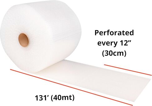 لفة تغليف الفقاعات مقاس 131 قدمًا × 12 بوصة - غلاف مبطن سهل التمزق مقاس 12 بوصة في صندوق موزع - عبوة واقية خفيفة الوزن لنقل المنزل والشحن والتخزين in Kuwait