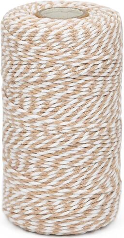 Pink and White Cotton Twine String, 328 Feet, 2mm Thick, for Crafts Gift Wrapping Baking Holiday Decor in Saudi Arabia