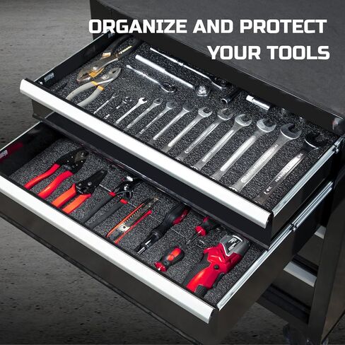 ONREVA Tool Box Foam 16x12x1 inch 3Pack, Foam Inserts for Cases, Polyethylene Storage Sheets for Toolbox Hard Case, Tool Shadow Insert, Kaizen Organizer Sheet, Black with Red in Kuwait