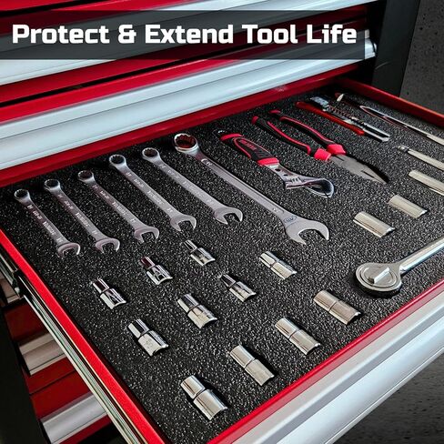 ONREVA Tool Box Foam 16x12x1 inch 3Pack, Foam Inserts for Cases, Polyethylene Storage Sheets for Toolbox Hard Case, Tool Shadow Insert, Kaizen Organizer Sheet, Black with Red in Kuwait