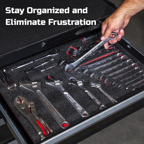 ONREVA Tool Box Foam 16x12x1 inch 3Pack, Foam Inserts for Cases, Polyethylene Storage Sheets for Toolbox Hard Case, Tool Shadow Insert, Kaizen Organizer Sheet, Black with Red in Kuwait