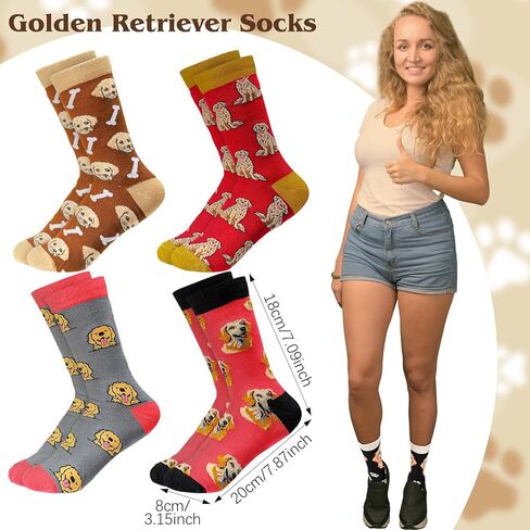Shihanee 12 Pairs Golden Retriever Socks Funny Gifts for Women Men Christmas Novelty Animal Crew Socks Stocking Bulk for Xmas Golden Retriever Lovers in Saudi Arabia