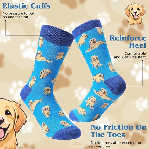Shihanee 12 Pairs Golden Retriever Socks Funny Gifts for Women Men Christmas Novelty Animal Crew Socks Stocking Bulk for Xmas Golden Retriever Lovers in Saudi Arabia