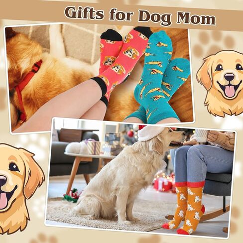 Shihanee 12 Pairs Golden Retriever Socks Funny Gifts for Women Men Christmas Novelty Animal Crew Socks Stocking Bulk for Xmas Golden Retriever Lovers in Saudi Arabia