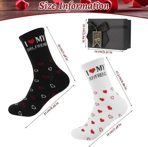 Boyfriend/Husband Gifts I Love My Boyfriend/Girlfriend Socks with Box, Heart Funny Couple Socks Romantic Gifts for Anniversary Birthday in Saudi Arabia