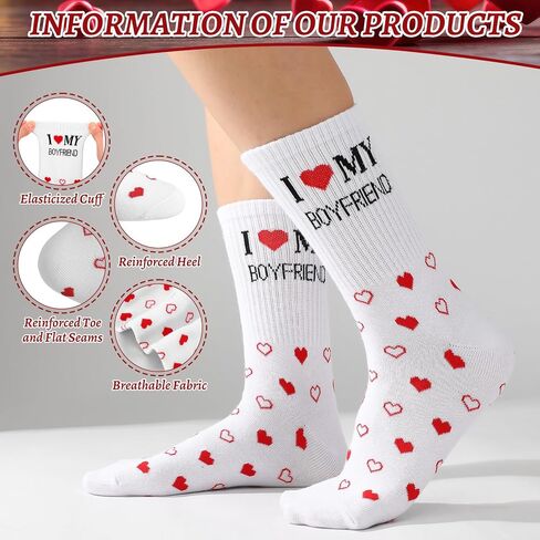 Boyfriend/Husband Gifts I Love My Boyfriend/Girlfriend Socks with Box, Heart Funny Couple Socks Romantic Gifts for Anniversary Birthday in Saudi Arabia