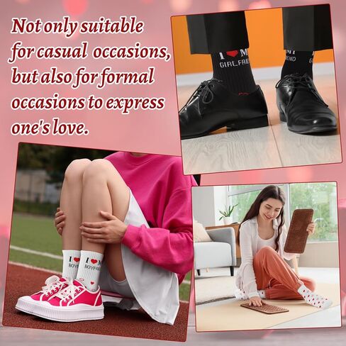 Boyfriend/Husband Gifts I Love My Boyfriend/Girlfriend Socks with Box, Heart Funny Couple Socks Romantic Gifts for Anniversary Birthday in Saudi Arabia