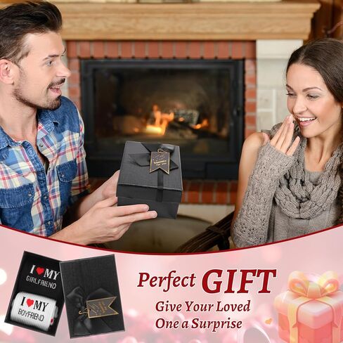 Boyfriend/Husband Gifts I Love My Boyfriend/Girlfriend Socks with Box, Heart Funny Couple Socks Romantic Gifts for Anniversary Birthday in Saudi Arabia