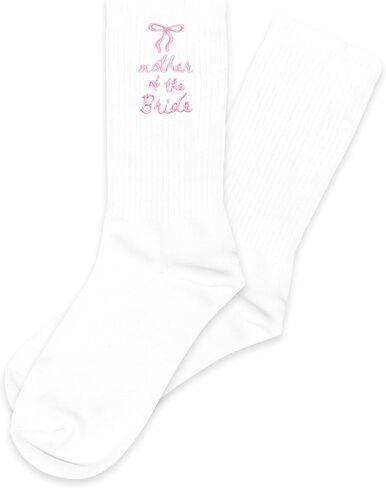 جوارب أم العروس المطرزة مع القوس الوردي – جوارب هدية يوم الزفاف لأم العروس.(032) in Kuwait