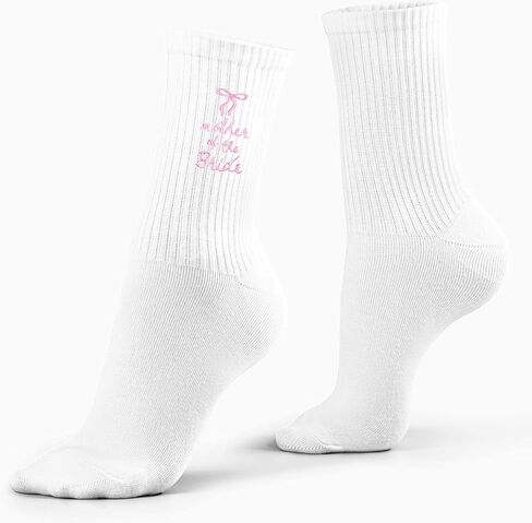 جوارب أم العروس المطرزة مع القوس الوردي – جوارب هدية يوم الزفاف لأم العروس.(032) in Kuwait