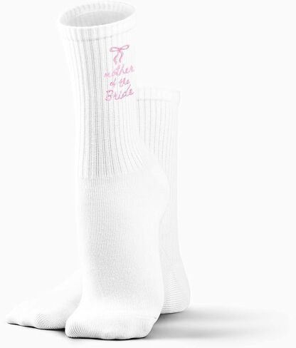 جوارب أم العروس المطرزة مع القوس الوردي – جوارب هدية يوم الزفاف لأم العروس.(032) in Kuwait