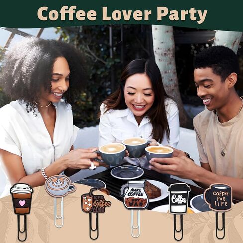 Coffee Paper Clips for Coffee Themed Party Fvaor Fun Cute Paperclips Bookmarks Large Planner Clips Bookmark Clips Office Worker Coworker Teachers Gifts in Kuwait