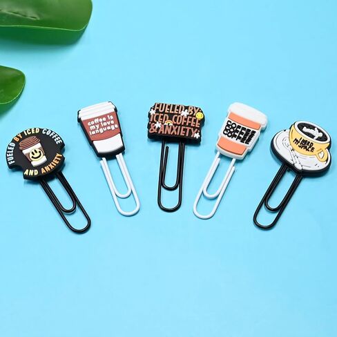 Coffee Paper Clips for Coffee Themed Party Fvaor Fun Cute Paperclips Bookmarks Large Planner Clips Bookmark Clips Office Worker Coworker Teachers Gifts in Kuwait