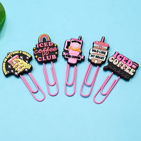 Coffee Paper Clips for Coffee Themed Party Fvaor Fun Cute Paperclips Bookmarks Large Planner Clips Bookmark Clips Office Worker Coworker Teachers Gifts in Kuwait
