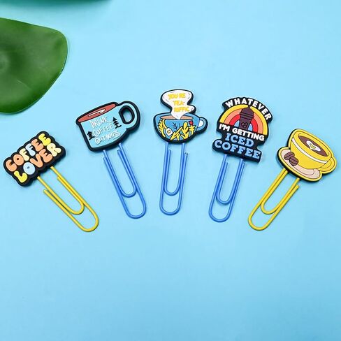 Coffee Paper Clips for Coffee Themed Party Fvaor Fun Cute Paperclips Bookmarks Large Planner Clips Bookmark Clips Office Worker Coworker Teachers Gifts in Kuwait