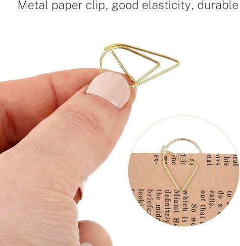 100 Pcs Small Gold Paper Clips, Waterdrop Paperclips for Bookmarks & Photos, Cute Decorative Paperclips for Office, Wedding Invitations, Scrapbooking, 15 x 25mm, Gold in Kuwait