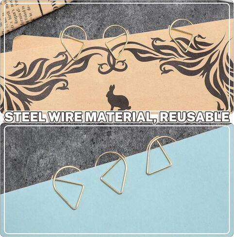 100 Pcs Small Gold Paper Clips, Waterdrop Paperclips for Bookmarks & Photos, Cute Decorative Paperclips for Office, Wedding Invitations, Scrapbooking, 15 x 25mm, Gold in Kuwait